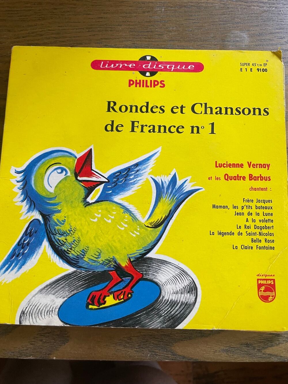 Lot 5 Vintage French Philips Livre-Disque 45 RPM Children’s Song Books